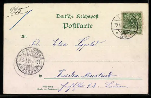 Lithographie Berlin, Rathaus mit Strassenbahn