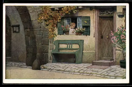 Künstler-AK Paul Hey: Volksliederkarte Nr. 31, Die Lore am Tore