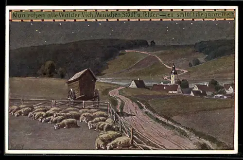 Künstler-AK Paul Hey: Volkslied Nr. 45 Nun ruhen alle Wälder