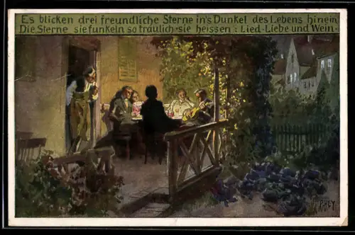 Künstler-AK Paul Hey: Volksliederkarte Nr.71: Es blicken drei freundliche Sterne