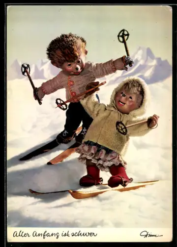 AK Mecki, Viel Glück im neuen Jahr!, Igelkinder fahren Ski