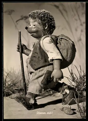 AK Igel Mecki mit Rucksack auf Wanderschaft