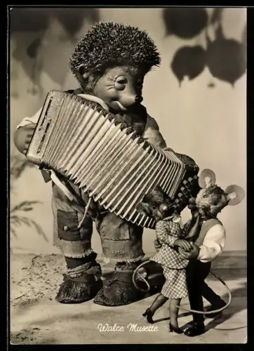 AK Mecki, Igel musiziert mit seinem Akkordeon, Mäuse tanzen Valse Musette