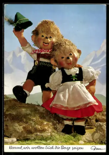 AK Mecki`s Kinder in Tracht, Herzlichen Glückwunsch zum Geburtstag