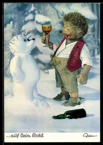 AK Mecki als stiller Zecher mit einem Schneemecki