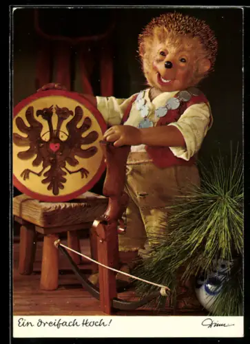 AK Mecki und Schiessscheibe mit doppelköpfigem Adler