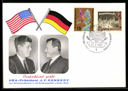 AK Berlin, Deutschland grüsst USA-Präsident Kennedy