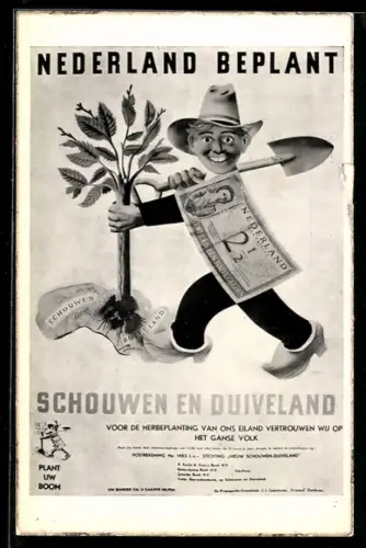 AK Nederland Beplant, Gärtner pflanzt einen Baum auf Schouwen-Douveland