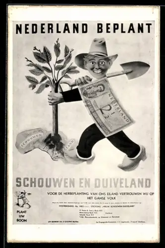 AK Nederland Beplant, Gärtner pflanzt einen Baum auf Schouwen-Douveland