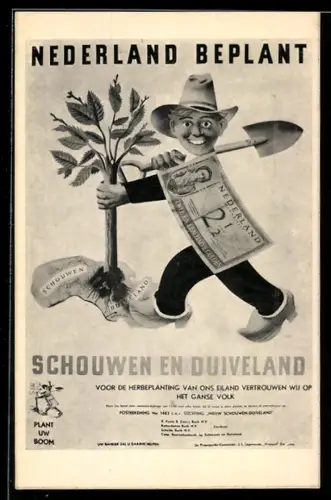 AK Nederland Beplant, Gärtner pflanzt einen Baum auf Schouwen-Douveland