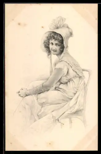 Künstler-AK Wichera: Dame mit schönem Hut