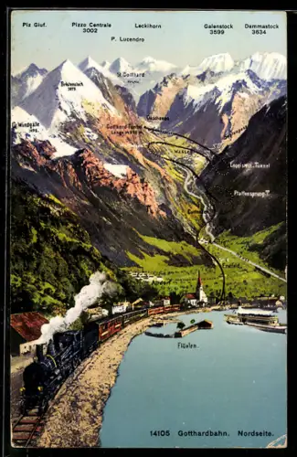 AK Flüelen, Gotthardbahn passiert den Ort
