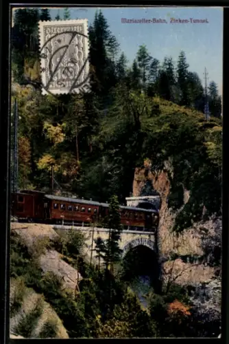 AK Mariazeller-Bahn, Eisenbahn am Zinken-Tunnel