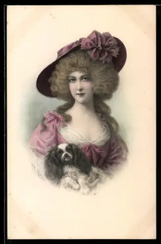 Künstler-AK Wichera: Fräulein mit einem Hund