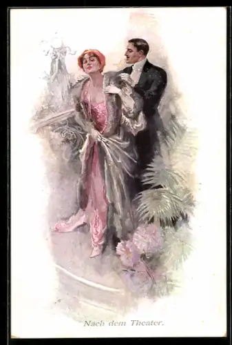 Künstler-AK M. Munk Nr. 578: Junges Ehepaar in zeitgenössischer Kleidung
