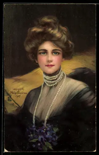 Künstler-AK Philip Boileau: Portrait einer schöne Frauen