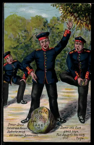 AK Reservisten fällt ein Stein vom Herzen, Restliche Dienstzeit auf Stein