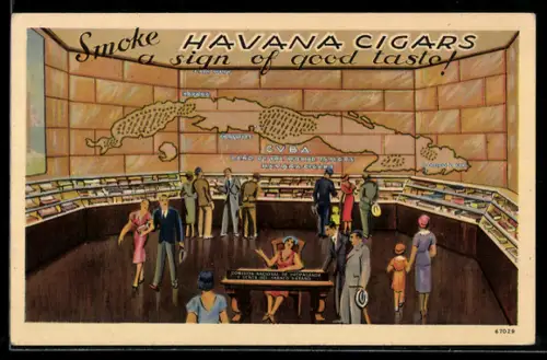 AK Havana Cigars, Landkarte Kuba an der Wand in einem Raum