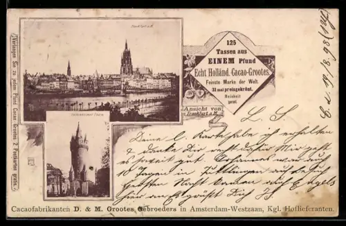 AK Frankfurt a. M., Eschenheimer Turm, Echt Holänd. Cacao-Grootes