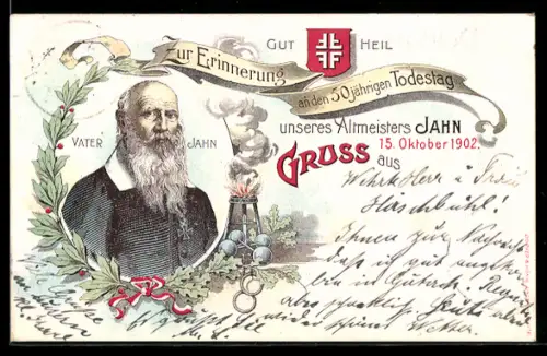 Lithographie 50. Todestag v. Turnvater Jahn 1902