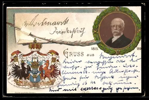 AK Gerahmtes Portrait von Bismarck