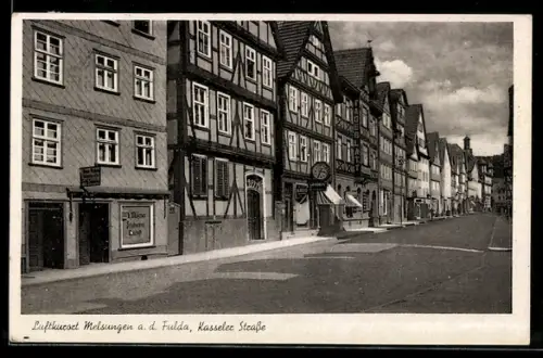 AK Melsungen an der Fulda, Partie in der Kasseler Strasse mit Schuhgeschäft von Mekmer