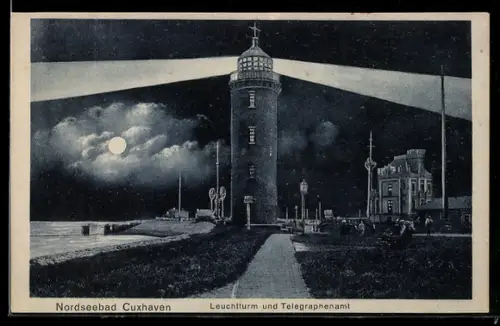 AK Cuxhaven, Leuchtturm und Telegraphenamt