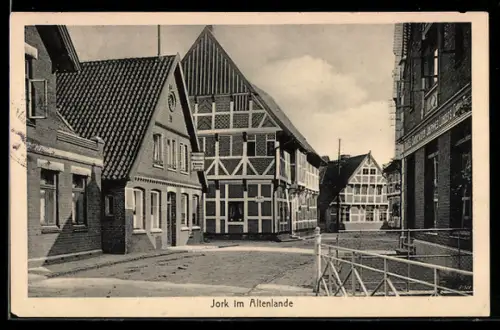 AK Jork im Altenlande, Fachwerkhäuser im Ortszentrum