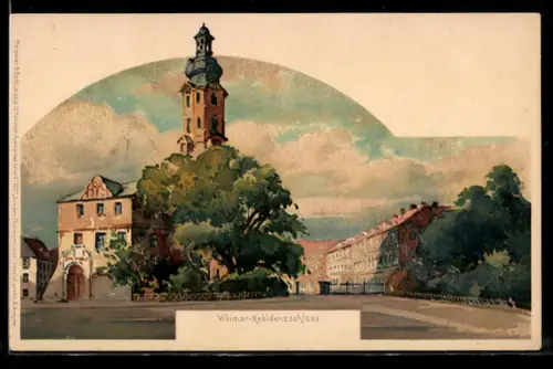 Lithographie Weimar, Residenzschloss