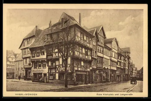 AK Hann. Münden, Ecke Kirchplatz und Langestrasse, Blumenhalle