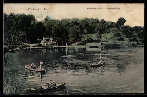 AK Pössneck i. Th., Rehmener See, Schwimm-Bad