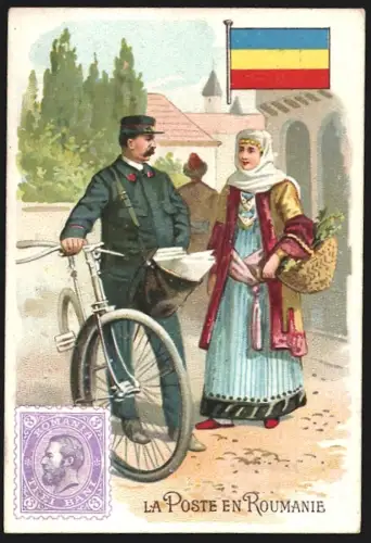 Sammelbild Lyon, Belle Jardinière, Damenbekleidung, Rumänischer Postbote, Kaufmannsbild