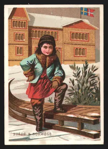 Sammelbild Paris, A. Robillard, Käsehändler, Kind in Skandinavien, Kaufmannsbild