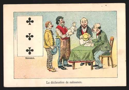 Sammelbild Cambrai, Cardon-Duverger, Chicorées Francaises, Mann mit Neugeborenem steht vor einem Schreibtisch