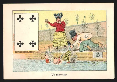 Sammelbild Cambrai, Cardon-Duverger, Chicorées Francaises, Landstreicher rettet einen Ertrinkenden