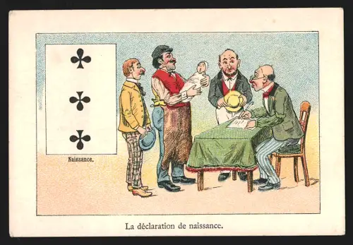 Sammelbild Cambrai, Cardon-Duverger, Chicorées Francaises, Mann mit Neugeborenem steht vor einem Schreibtisch