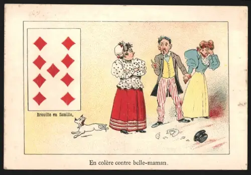 Sammelbild Cambrai, Cardon-Duverger, Chicorées Francaises, Mann verliert seinen Zylinder und spricht mit einer Frau