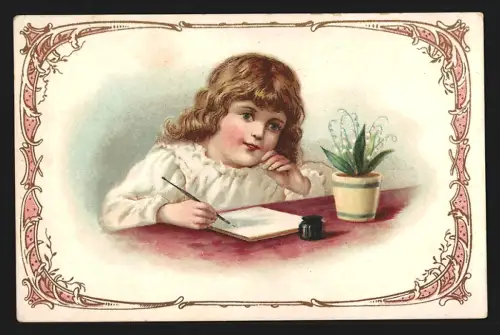 Sammelbild Lahr in Baden, C. Trampler, Kaffee-Zusatz, Kind schreibt einen Brief