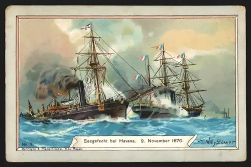 Sammelbild Braunschweig, Hermann-Kaffee, Rausch und Schulz, Kaffee-Ersatz, Seegefecht bei Havana 1870