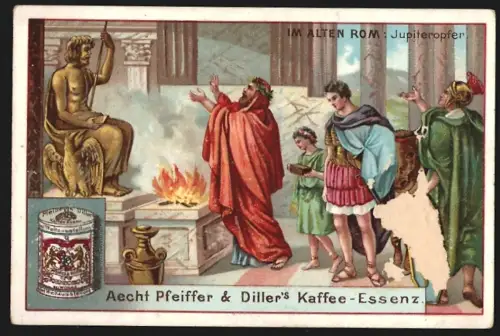 Sammelbild Worms a. Rh., Pfeiffer & Diller, Kaffee-Essenz, Jupiter wird ein Opfer gebracht