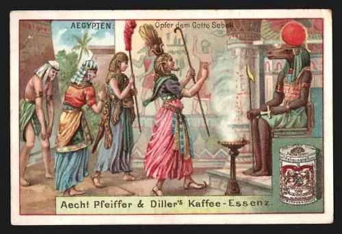 Sammelbild Worms a. Rh., Pfeiffer & Diller, Kaffee-Essenz, Sebek wird ein Opfer gebracht