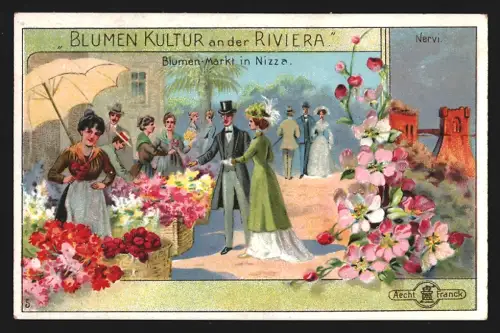 Sammelbild Aecht Franck, Kaffee-Zusatz, Blumenmarkt in Nizza
