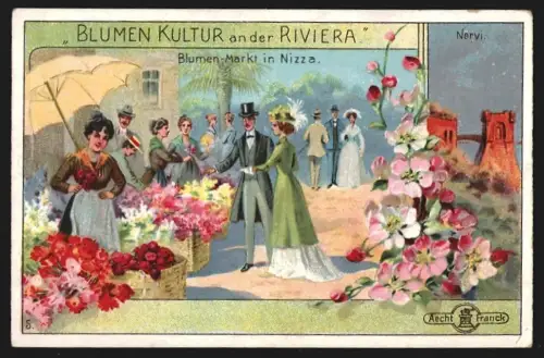 Sammelbild Aecht Franck, Kaffee-Zusatz, Blumenmarkt in Nizza