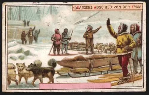 Sammelbild Hamburg, C. Retelsdorf, Gebrannter Kaffee, Nansens Abschied von der Fram mit Schlitten