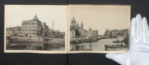 12 Fotografien Ansicht Amsterdam, Stadtansicht, Strassenbahn, Grachtenpartie