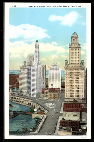 AK Chicago, IL, Wacker Drive and Chicago River