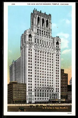 AK Chicago, IL, The New United Masonic Temple