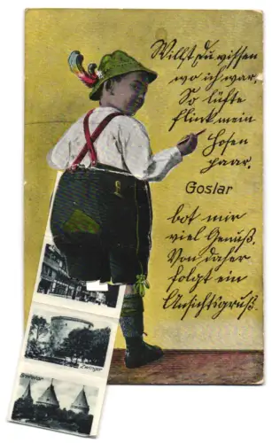 Leporello-AK Goslar, Kaiserhaus, Rathaus, Brusttuch