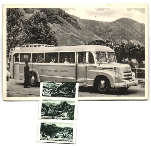 Leporello-AK Rech /Ahrtal, Burgruine Are, Engelsey und Viadukte