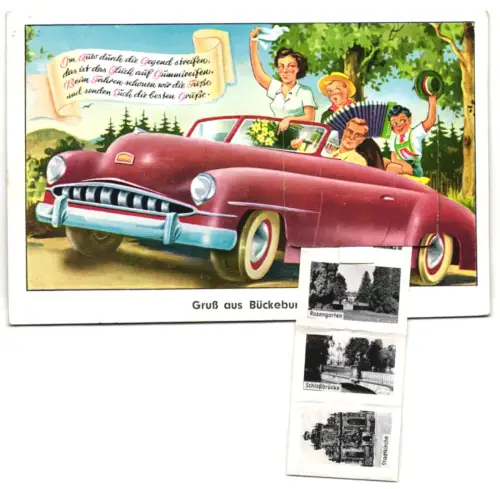 Leporello-AK Bückeburg, Neues Palais, Schlosspark, Mausoleum